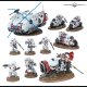 Suboden Khan + Kor'sarro Khan + Iron Father Feirros + Captain with Jump Pack and Relic Shield + Five Assault Intercessors + Outriders